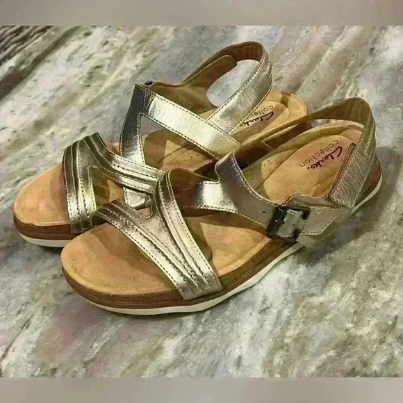 Women’s CLARKS BRYNN STEP STRAPPY ANKLE STRAP Leather sandal- Size 10 - Picture 5 of 9